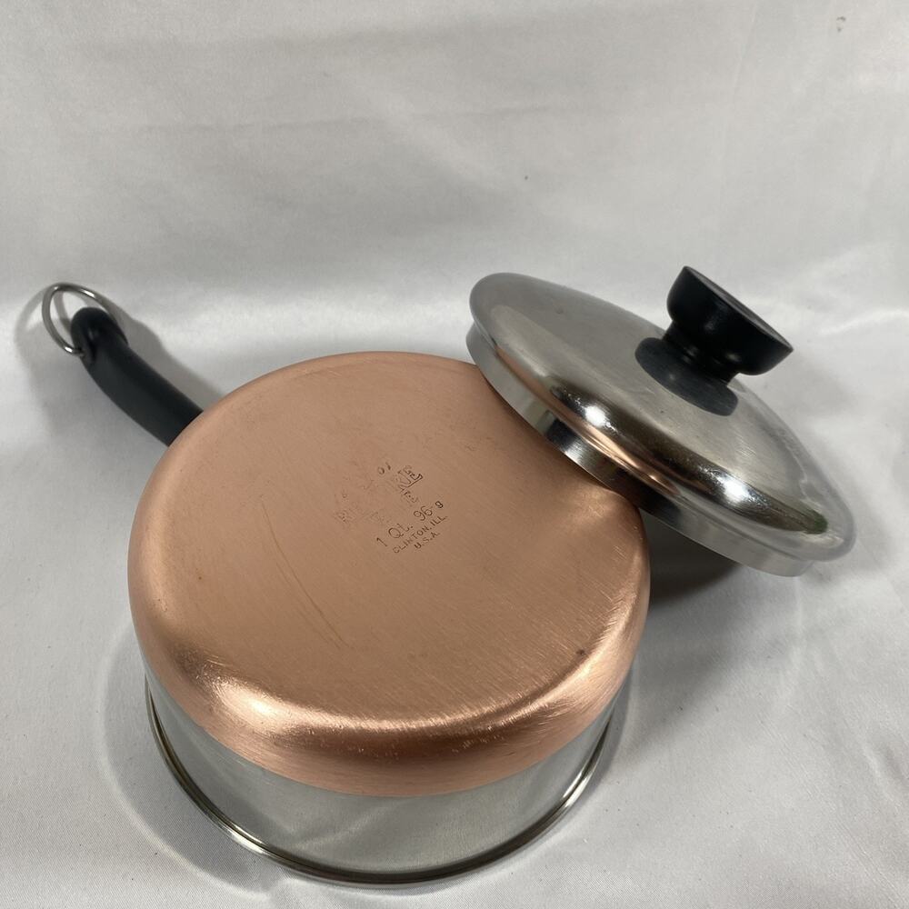 Revere Ware 1 Qt Quart Copper Bottom Sauce Pan, Lid Clinton 96 g Stainless Steel